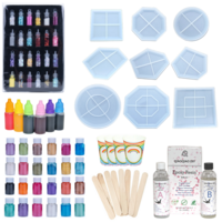 121pce Epoxy Resin Kit Plate & Coasters Molds, Dye, Glitter, Pigment, Cups, Sticks