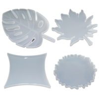 4pce Leaf & Shaped Plates Silicone Mold For Epoxy Resin DIY Decorative Home Craft