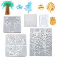 5pce Tropical Themed Trees/Leaves Silicone Mold For Epoxy Resin DIY Home Craft