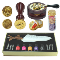Calligraphy Pen & Wax Stamp Set 7 Nibs, 5 Inks, & Melter in Gift Boxes