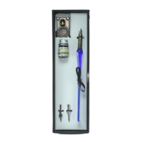 5pce 20cm Blue Glass Dipping Calligraphy Pen Set with Ink, Pen Holder & 3 Nibs