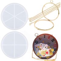 Purse Clutch Shaker Round Kit Silicone Mold & Metal Case Set For Epoxy Resin