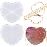 Purse Clutch Shaker Heart Kit Silicone Mold & Metal Case Set For Epoxy Resin