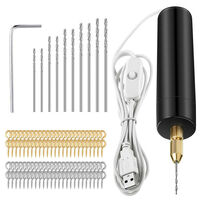 Mini Hand Drill USB Electric Tool Set w/Drill Bits & Eye Screws, Resin, Plastic