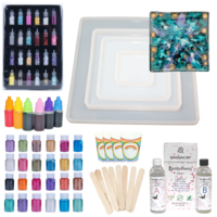 119pce Epoxy Resin Square Coaster/Plates, Dye, Glitter, Pigment, Cups, Sticks