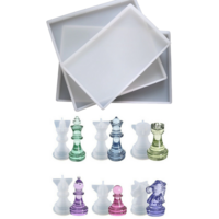 Chess Game Set 6 Pieces & 3 Plates Silicone Molds For Epoxy Resin Art Create