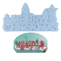 Merry Christmas Wording Silicone Mold For Epoxy Resin DIY Holiday Theme Ornament