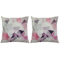 2x Geometric Abstract Cushions with Insert Features Rear Zip 45cm Pink/Cream