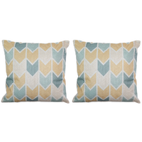 2x Chevron Pattern Cushions With Insert Features Rear Zip 45cm Yellow & Blue