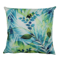 Teal Palm Leaves Cushion With Insert Features Rear Zip 45cm x 45cm Tropical