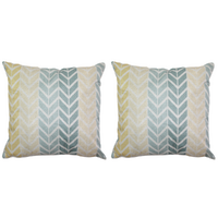 2x Chevron Small Pattern Cushions With Insert Features Rear Zip 45cm Yellow & Blue