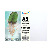 A5 Cotton Watercolour Paper Pack 300gsm 20 Sheets Acid Free 14.8x21cm