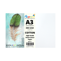 A3 Cotton Watercolour Paper Pack 300gsm 20 Sheets Acid Free 29.7x42cm