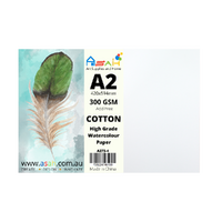 A2 Cotton Watercolour Paper Pack 300gsm 20 Sheets Acid Free 42x59.4cm