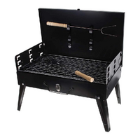 Charcoal BBQ Grill with Tools Foldable & Portable Black Stainless Steel 46x27cm