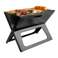 Fire Pit with BBQ Grill Charcoal Folds Flat Compact 48x31x40cm Stainless Steel