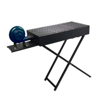 Charcoal BBQ Grill with Air Fan Metal Standing & Foldable 30x60cm Cook Area