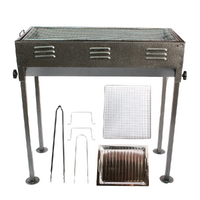 Charcoal Japanese BBQ Grill Portable Design on Legs 65x30x67cm Silver/Black