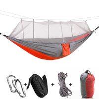 Hammock with Mosquito Net Protection Orange & Black 260x140cm in Carry Bag