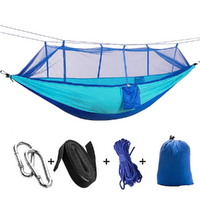 Hammock with Mosquito Net Protection Blue 260x140cm in Carry Bag + Tying Cord