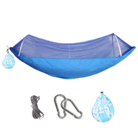 Hammock with Mosquito Net Blue 260x140cm Pop Up Protection in Bag With Cord