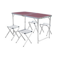 Foldable Table with Four Stool Chairs 120x60x70cm Portable & Compact for Picnics