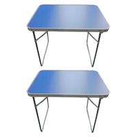 Pair of Camp Tables 2 Piece Set Blue Lightweight & Portable 70x50x60cm 