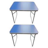 Pair of Camp Tables 2 Piece Set Blue Lightweight & Portable 70x50x60cm