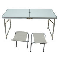 Foldable Table with Two Chairs 90x60x70cm White Portable for Picnics & Camping