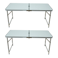 Pair Foldable Tables Large 2pce Set 120x60x70cm Portable & Compact for Picnics & Camping