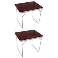 Pair of Camp Tables Burgundy Foldable, Lightweight & Portable for Camping 80x60cm 