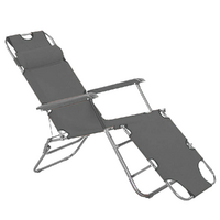 Reclining Chair Lounger Grey 178x65x27cm for Outdoor Camping, Beach or Decks