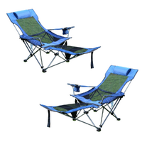 Camp Chairs Pair 2pce Recliner Lounger Blue 153x85x88cm for Outdoors, Beach & Decks