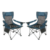 Pair of Camp Chairs Blue Couple Adult Compact & Lightweight in Carry Bag 102x80x88cm 
