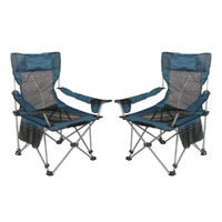 Pair of Camp Chairs Blue Couple Adult Compact & Lightweight in Carry Bag 102x80x88cm