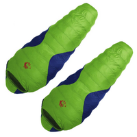 2x Sleeping Bags, Pair of Singles -15C to 5C Degrees Duck Down Green 210x80cm