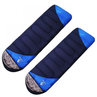 2x Sleeping Bags, Pair of Singles -15C to 5C Degrees Cotton Filling Blue 220x75cm