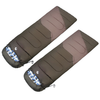 2x Sleeping Bags, Pair of Singles -15C to 5C Degrees Cotton Filling Dark Green 220x75cm