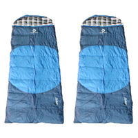 2x Sleeping Bags, Pair of Singles Extreme -25C to -8C Degrees Cotton Filling Comfort Blue 220x90cm