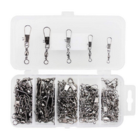 Barrel Swivels Set Interlock Snap in Tackle Box Black 100 Pieces 5 Sizes Fishing Lure Attachment