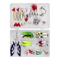 Fishing Lures Metal Hard Body Set in Tackle Box with Pliers, Spinners & Accessories