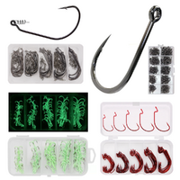 Fishing Hooks Bundle 650pcs Red Wide Cranks, Glow Trebles, Spring Twists Various Sizes