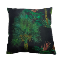 40cm Palm Trees Cushion Green & Black Tropical Theme Includes Insert