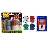 104pce Poker Game Set of Playing Cards Coloured Dice & Chips