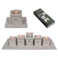 2pce Set of Filigree Heart Candle Holder Displays in Gift Boxes & 10pk 9hr Tealights
