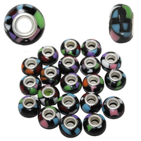 Black Funky Retro Beads For Bracelets & Necklaces Jewellery Making 20 Piece Pack