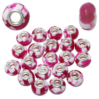 Hot Pink Funky Retro Beads For Bracelets & Necklaces Jewellery Making 20pce Pack