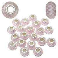 Pink Checkered Beads For Bracelets & Necklaces Jewellery Making 20 Piece Pack