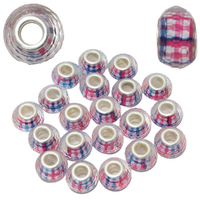 Blue & Pink Flannel Beads For Bracelets & Necklaces Jewellery Making 20pce Pack