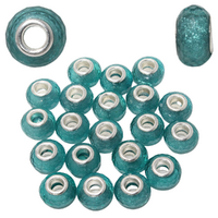 Aqua Glitter Beads For Bracelets & Necklaces Jewellery Making 20 Piece Pack